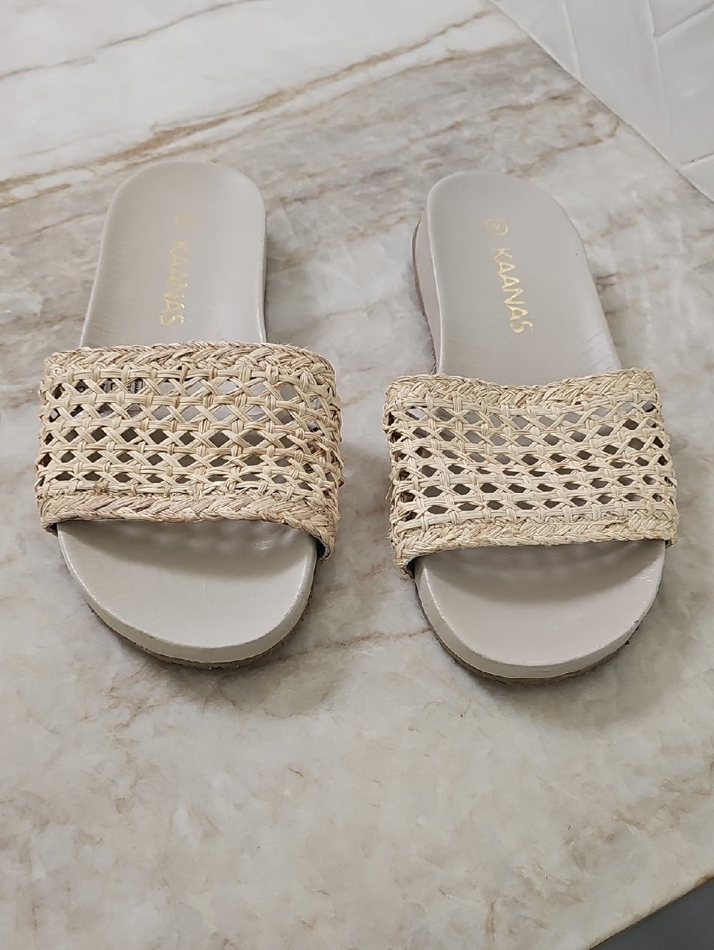 Kaanas Natural Woven Slide Sandals